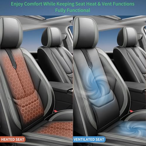 Image of Fit Impreza Car Seat Covers for Subaru Impreza 2004-2024 2025 2026-Upgraded Premium Waterproof & Breathable Leather,Airbag Compatible,All-Weather Seat Cushion Protector,2 Front /Black-Grey