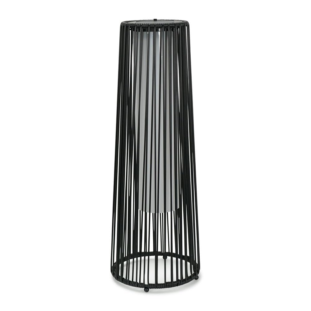 Valuelights Unisex Black Rattan Large Solar Garden Outdoor Floor Lamp