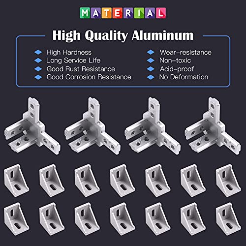Glarks 216Pcs 3030 Series Aluminum Profile Connector Set Include 20Pcs 3030 Corner Bracket, 40Pcs M6 T Nuts - Image 4