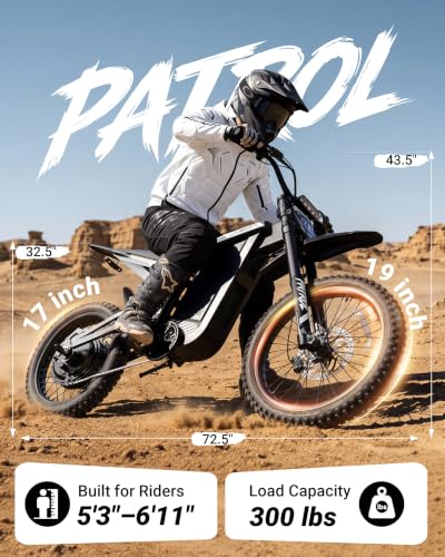 Image of Jasion Patrol 52 Electric Bike for Adults&Teens,Ebike 4000W Peak 40MPH with 52V 30AH 1560Wh Battery,E Dirt Bike 50-Mile Range,19'' /17'' Off-Road Tires,Full Hydraulic Brakes & Dual Suspension