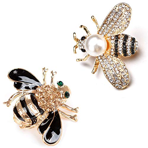 DTWAWA 2 Pieza Broche Abeja Broche Diamantes Imitación