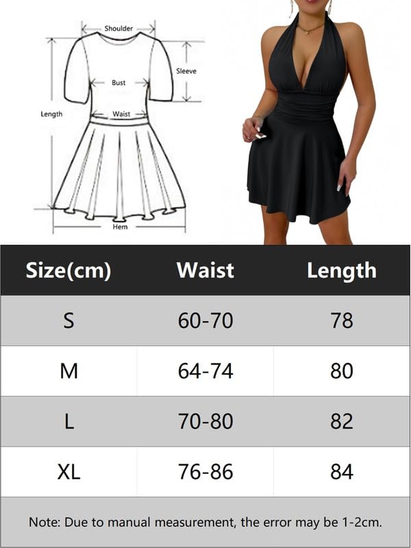 Robe Femme Sexy sans Manches Col Halter Robes Moulante Elegant Bodycon Dos Nu Robe Courte d'Été Décontractée Mini Robes à Volants pour Soirée Clubbing Cocktail Fête