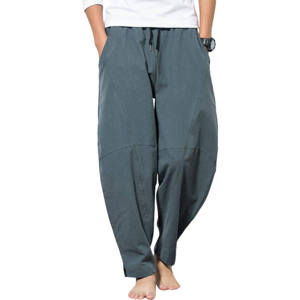 G-LIKE Pantalon sarouel pour homme, style rétro chinois, pantalon de yoga avec jambes larges pour Pilates, arts martiaux, kung fu, yoga, tai-chi, pantalon d'entraînement baggy