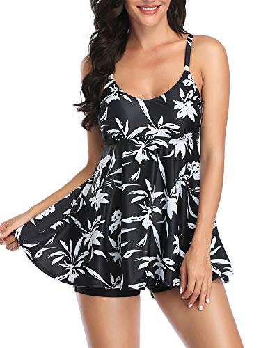 FLYILY Dames Mesh Tankini Badmode Sets Hoge Taille 2 Stuks Badpak Zwempak Plus Size - Afbeelding 3
