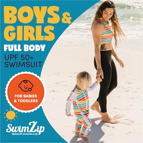 Image of SwimZip UPF50+ Boys Swim Shirt, Long Sleeve One Piece Kids Sunsuit