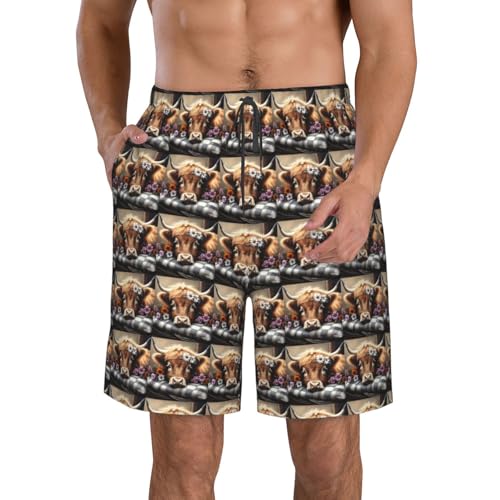 Animal Cow Print Stylish Beach Shorts Swim Trunks Lightweight Breathable Summer Outdoor Activities
