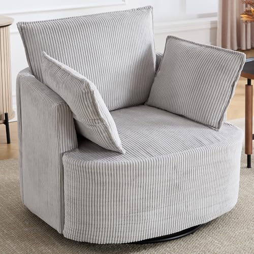CANMOV Corduroy Round Swivel Accent Chair