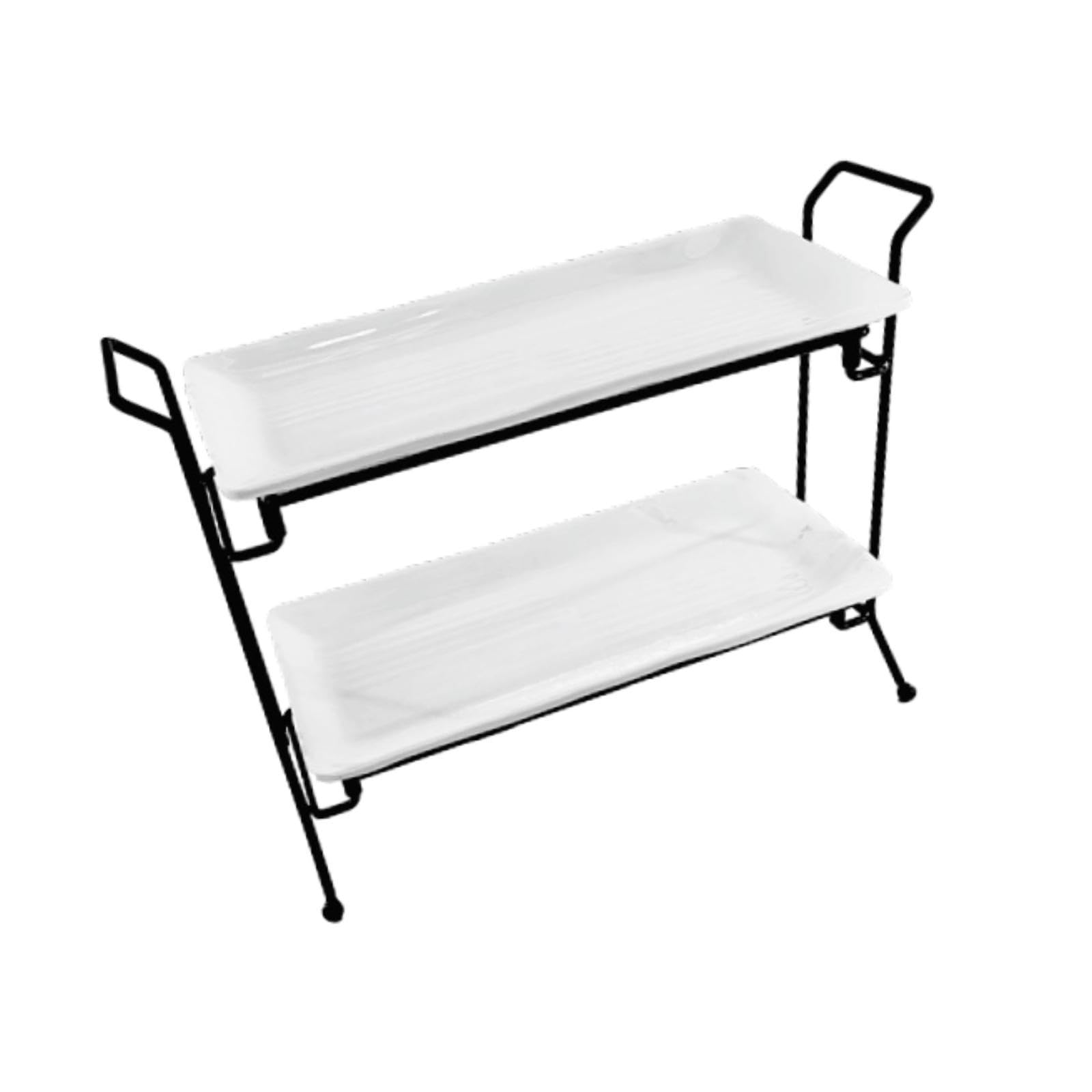 Plateau à étages pliable avec ensemble de présentation pour desserts 2 niveaux
