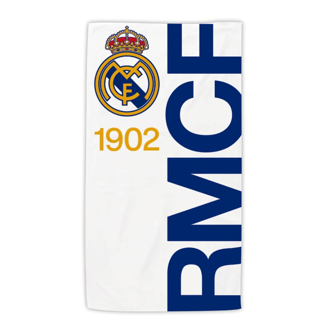 ARDITEX, Real Madrid Real Madrid Beach Towel, Microfibre Towel, Large, 170 x 90 cm, for Pool, Shower, Bathroom, Deck Chair, 240 g/m², 100% Polyester, with European Design