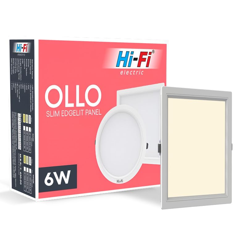 Image of Hi-Fi OLLO 6-watt Square LED Downlighter | LED Ceiling Light for Home and Hall | Cut Out: 68 mm, Color: Warm White Light, (3000K) Pack of 1-Polycarbonate