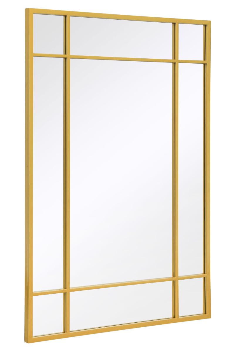 Miroir Mural Rond Fenestra - Cadre Métal Noir Et Doré - 110 X 110 Cm - Miroir Décoratif Moderne Pour Salon, Chambre