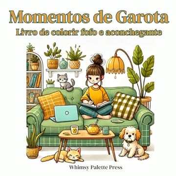 Capa do livro Momentos de Garota: Livro de colorir fofo e aconchegante (Portuguese Edition)