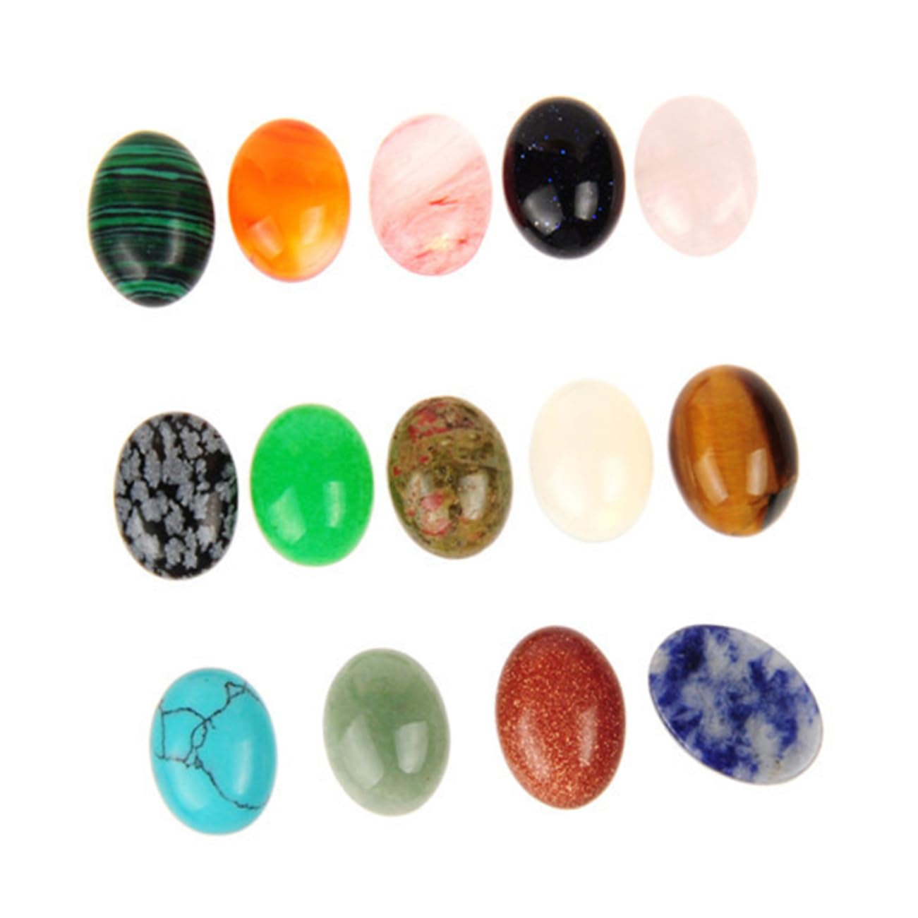 NUOBESTY 20pezzi Perline Ovali Pietra Semipreziosa Per Creazioni Fai Te Ciondoli Quarzo Di Colore Misto Per Gioielli Senza Fori