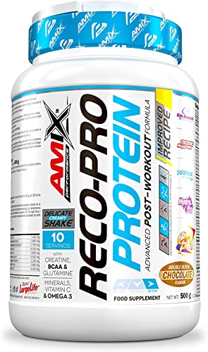 AMIX   Recuperador Muscular   Reco Pro Advanced Protein Shake en Formato de 500 g   Mejora la Regeneración Muscular   Contiene Proteína Hidrolizada e Isolada   Sabor a Doble Chocolate