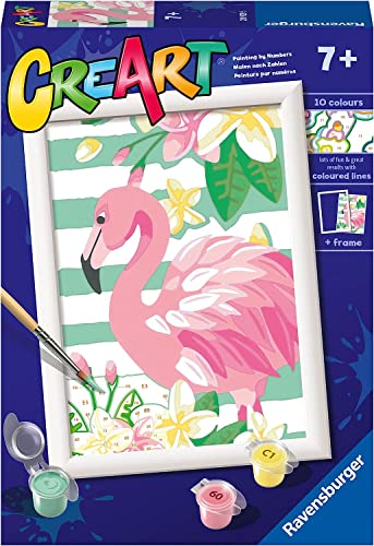 Ravensburger - CreArt Fenicottero, Kit per dipingere con i numeri 7+ anni