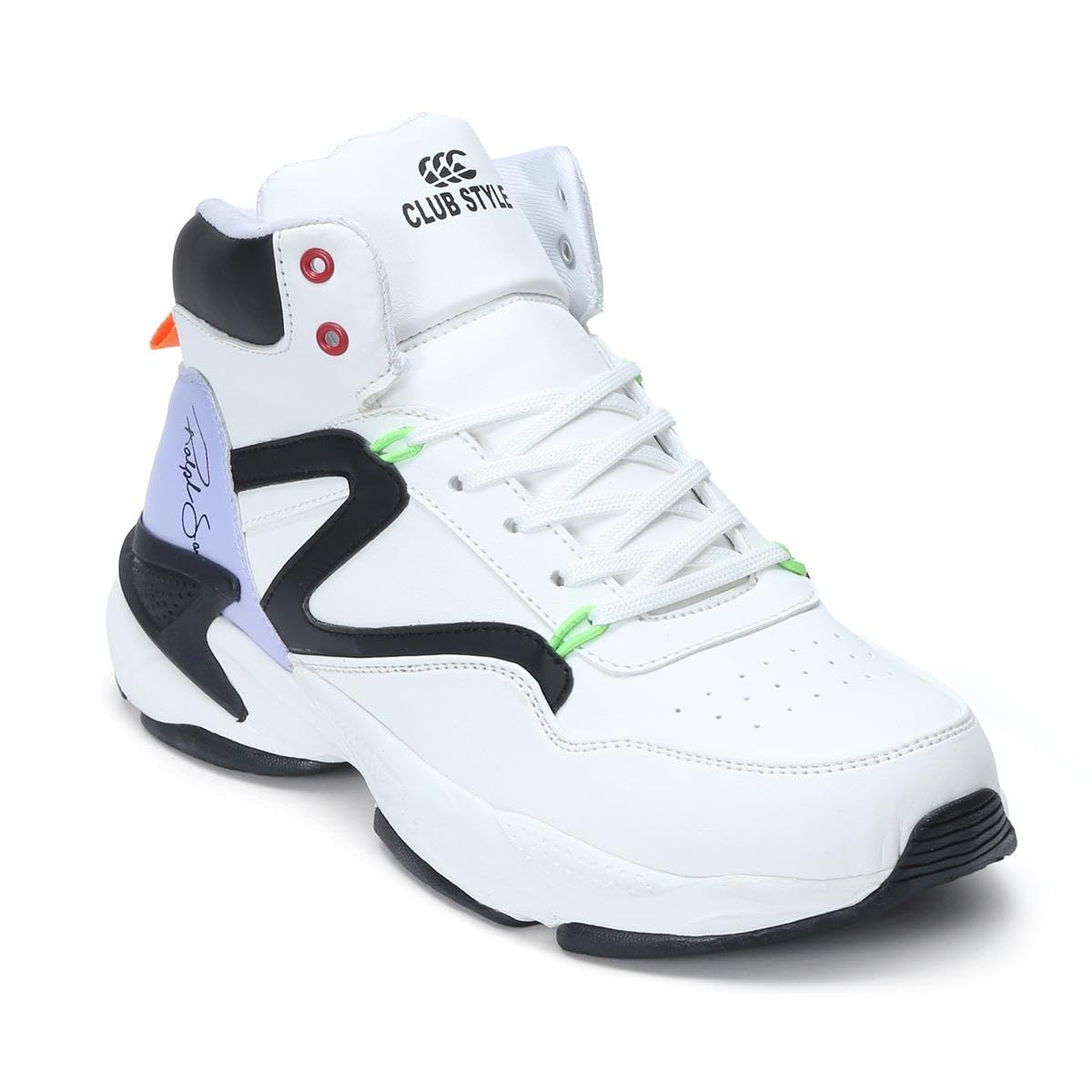 Club Style Casual Sneaker Shoes with Synthetic Upper Lightweight Comfortable Mid Top Sneaker Shoes for Men's & Boy's