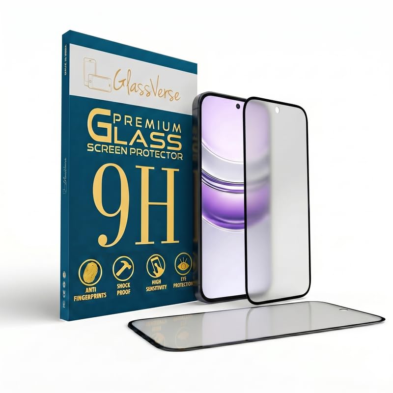 Image of GlassVerse D+ Matte Tempered Glass With 18H Hardness For Realme C73 5G (Pack Of 2) with Free Installation Kit. Full screen Coverage - 6.67 inch