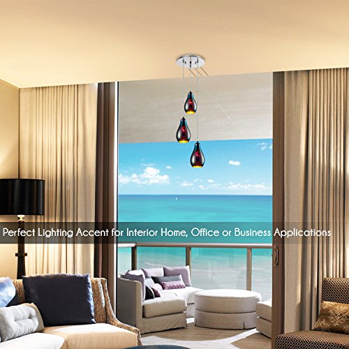 Maxvolador Home Pendant Hanging Lighting Fixture-Triple Lamp Ceiling Light With 3 5.1’’X8.7’’-Sphere Shaped Dome Globes, Sculpted Glass Accent-Sllmp37 #TOP28