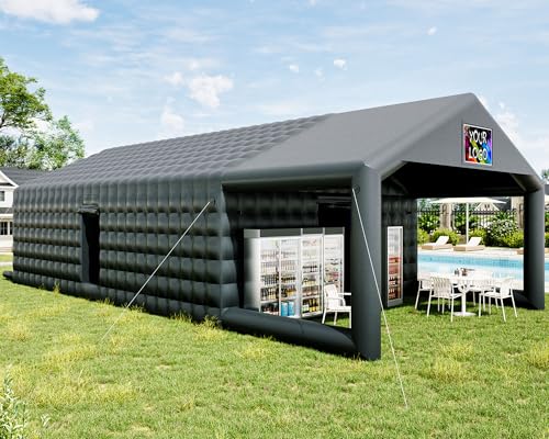 Inflatable Boats Yacht Dock Albott 39x20x14 FT Large Black Inflatable Nightclub Tent for Adults with Pavilion Rest Area, Black...