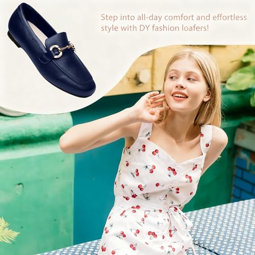 Image of DeYashopin Womens Loafers Shoes Fashion Low Heel Slip on Shoes Comfortable Driving Flats