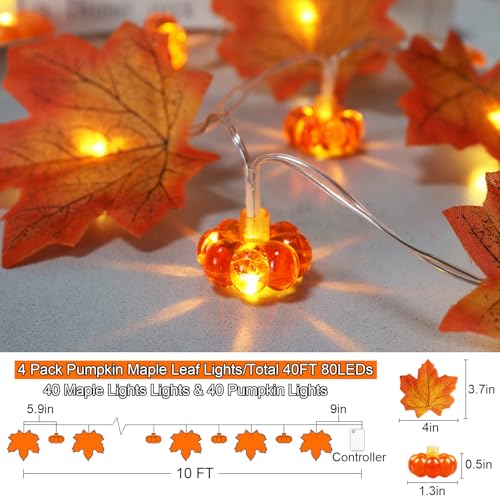 4-Pack-Fall-Decorations-Maple-Leaf-Pumpkin-Lights-Total-40Ft-80-LED-Battery-Operated-3D-Pumpkin-Fall-Leaves-Garland-String-Light-for-Home-Mantel-Table-Porch-Door-Indoor-Outdoor-Thanksgiving-Decor 4 Pack Fall Decorations Maple Leaf Pumpkin Lights Total 40Ft 80 LED Battery Operated 3D Pumpkin Fall Leaves Garland String Light for Home Mantel Table Porch Door Indoor Outdoor Thanksgiving Decor