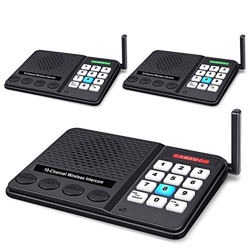 Intercoms Wireless for Home - GLCON Wireless Intercom 1 Mile Long Range 10 Channel 3 Code - Room to Room Home Intercom System for House Office Business Gate (3 Packs) [2020 New Version]