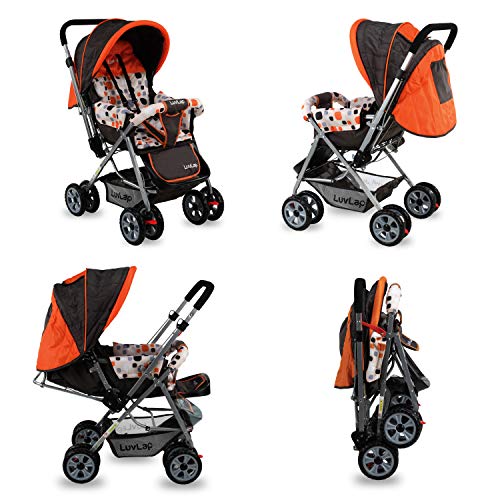 LuvLap-Sunshine-StrollerPram-Easy-Fold-for-Newborn-BabyKids-0-3-Years-Orange LuvLap Sunshine Stroller/Pram, Easy Fold, for Newborn Baby/Kids, 0-3 Years (Orange)