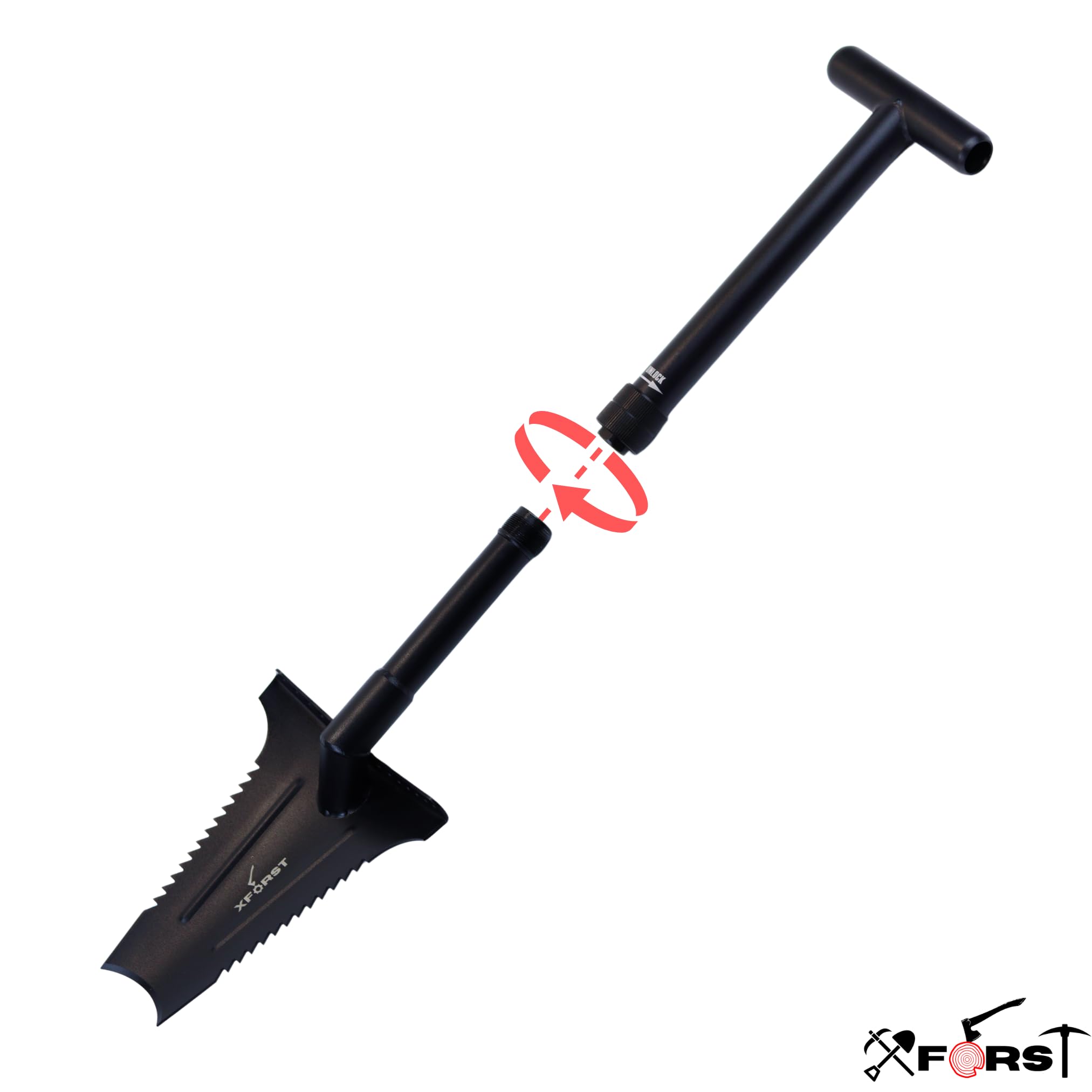 forst X-SZ2 - Pala robusta, ideale per giardinaggio e prospezione. 72 cm, 1,66 kg, lama trapezoidale affilata con denti laterali per giardinaggio, rimozione radici