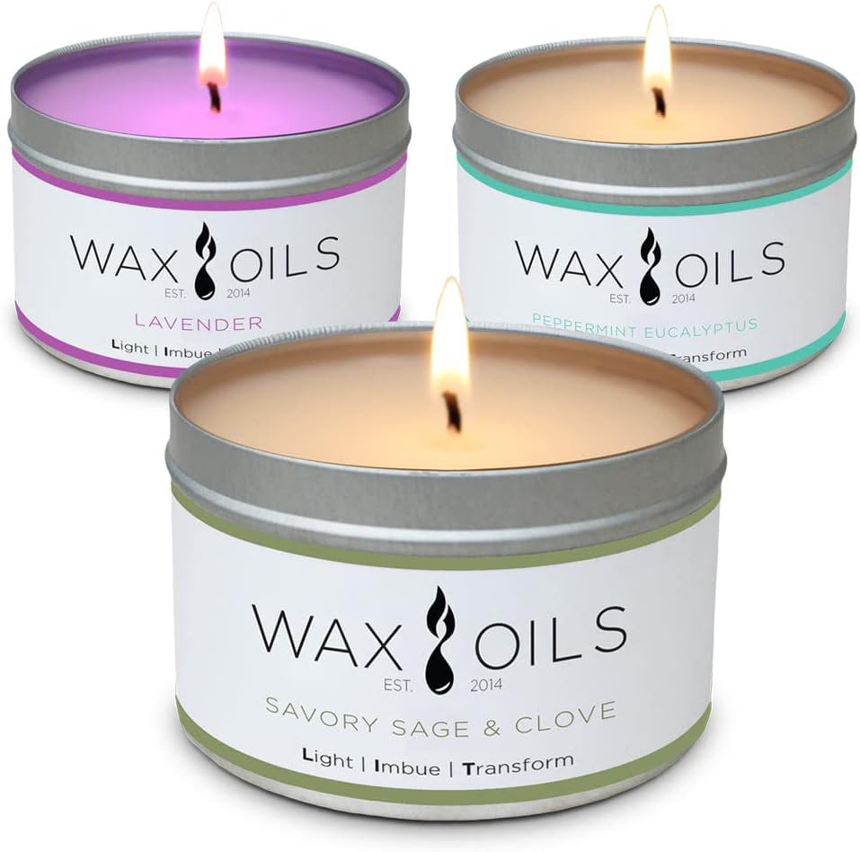 Scented Candles – Lavender, Sandalwood & Peppermint Eucalyptus (Pack of 3) Soy Aromatherapy Candles, 8oz
