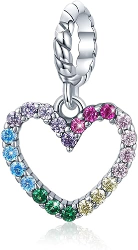 BISAER Dijes colgantes de plata de ley 925 para pulseras, gatos, perros, perezosos, animales, mariposa, hada, corazón, colgante