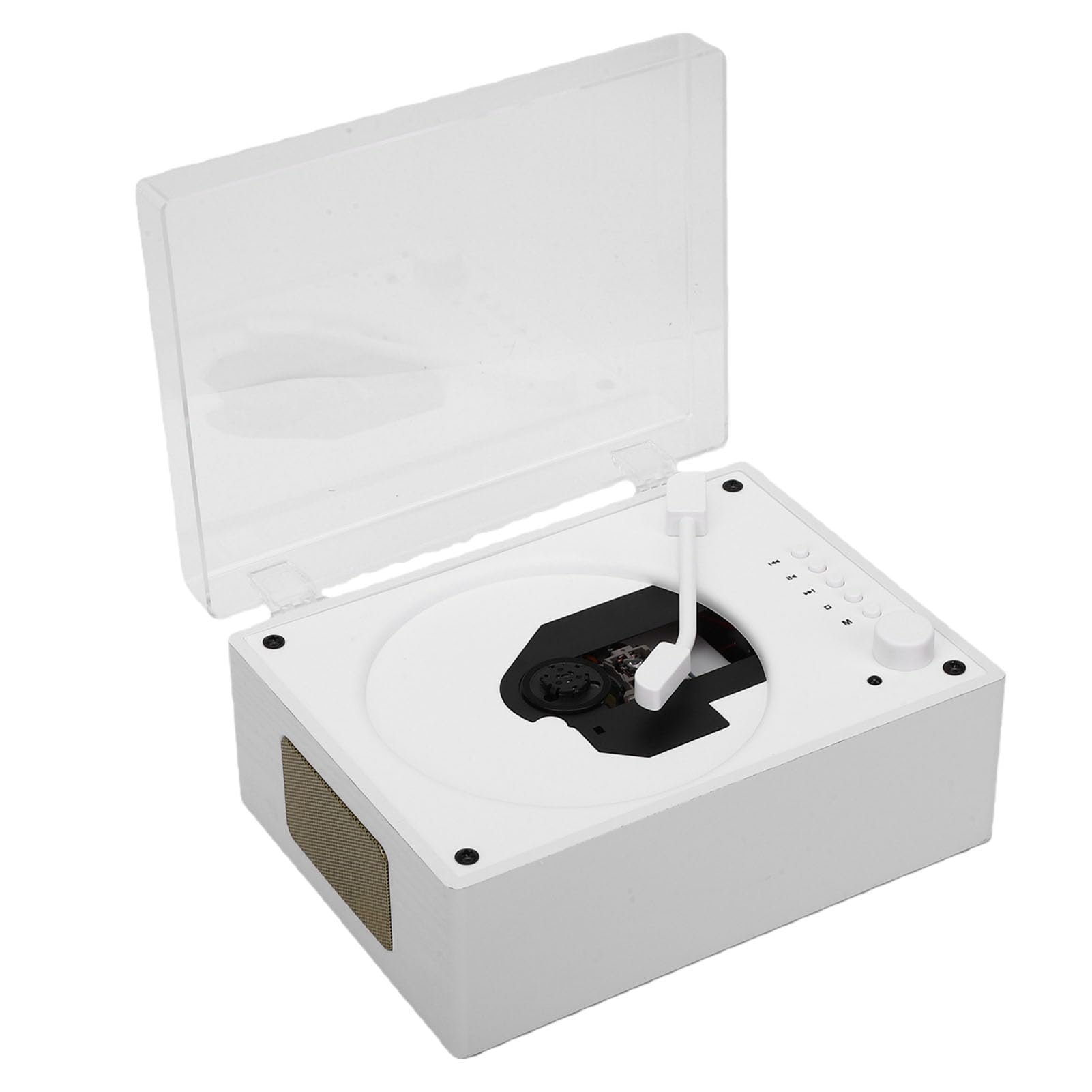 Lettore musicale CD portatile senza fili in design retrò per un'atmosfera nostalgica in bianco