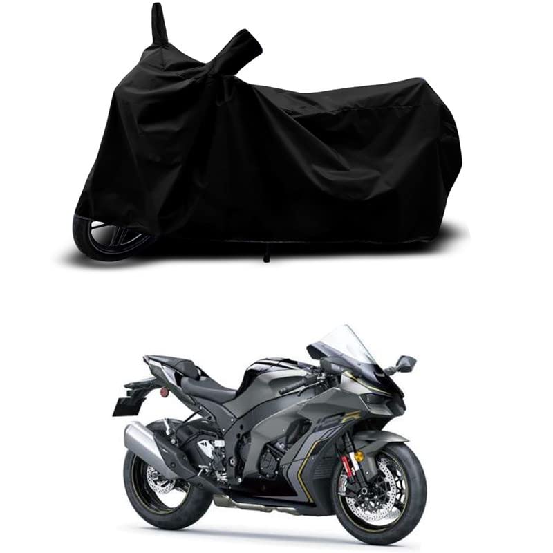 Image of 100% Scratchproof /UV-Rays /Heat Protection /Birds Dropping /Water Resistant /Dust Proof /Waterproof /Full Bike Scooty Two Wheeler Body Cover Compatible for Ninja ZX-10R STD All Varients[Black]