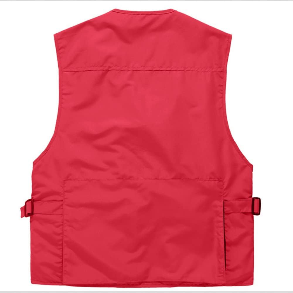 Gilet Cargo da Uomo E Donna Gilet da Caccia Militare All'aperto da Arrampicata da Pesca con Tasche Multiple, Red, L
