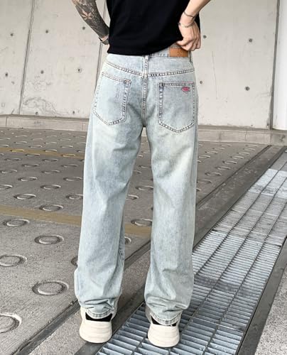 Men's Straight Wide Leg Jeans Baggy Trendy Casual Loose Y2K Streetwear Hip Hop Denim Pants with Pockets3