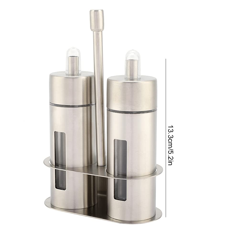 Set di bottiglie per olio in acciaio inox, contenitore per olio d'oliva e aceto per salsa di soia, design a prova di perdite, barattolo per condimenti per olio commestibile per cucina