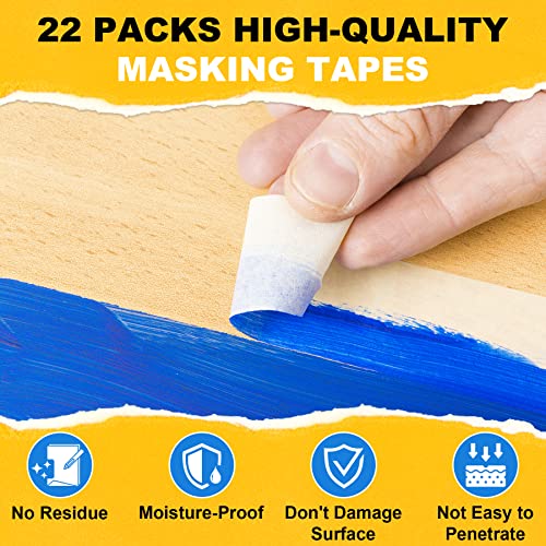 Masking Tapes Bulk 1 Inch 22 Packs White Painters Drafting General Using Tapes For Painting, Craft Art, Label, Packing, Office, School, Home,1 Inch X 55 Yards X 22 Rolls (1210 Total Yards) #TOP3