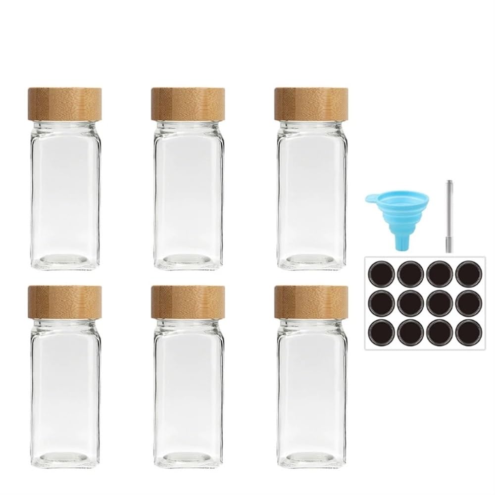 Set di 6 barattoli di spezie in vetro con coperchio, contenitori per condimenti di spezie, saliera e pepe, per spezie e spezie da cucina (set di 6 vasetti da 2)