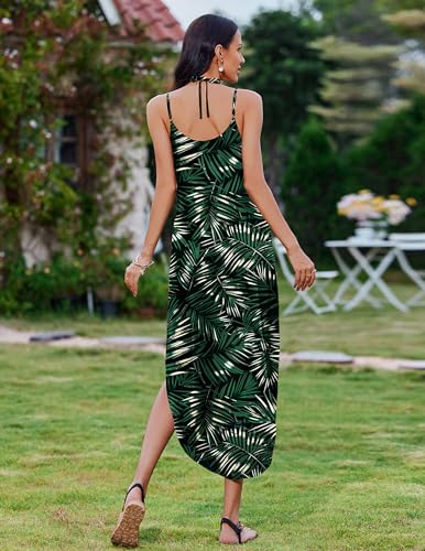 Image of Zeagoo Women's Casual Sundress Summer Maxi Sleeveless V Neck Split Boho Beach Dress Travel Vacation Dress with Pockets