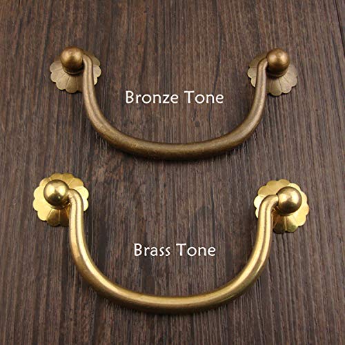 Txinmin 10 Pack Traditional Bail Cabinet Hardware Handle Pull Antique Brass Drawer Pull, 3-3/20 Inch Hole Centers (80Mm), Black Bronze Tone #TOP5