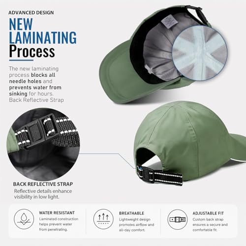 Image of Mens Waterproof Baseball Cap Womens Rain Hat Quick Dry Running Hat with Sweatband Outdoor Golf Breathable Sports Cap