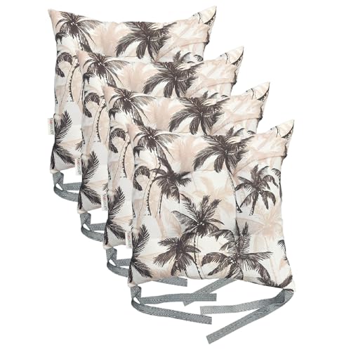 Washable Chair Cushion for Dining Chairs 36 x 36cm Soft Seat Pads with Ties Comfortable Seat Cushions for Garden Chairs Indoor Outdoor Cushions Hollow Conjugated Filling [Design 14, Set of 4]