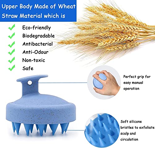 Image of QIQI Scalp Massager Shampoo Brush, Eco-friendly Wheat Straw body with Soft Silicon Bristles, Hair Scrubber, Exfoliator Dandruff Removal, Prevents Hair loss for Men, Women (JB35)