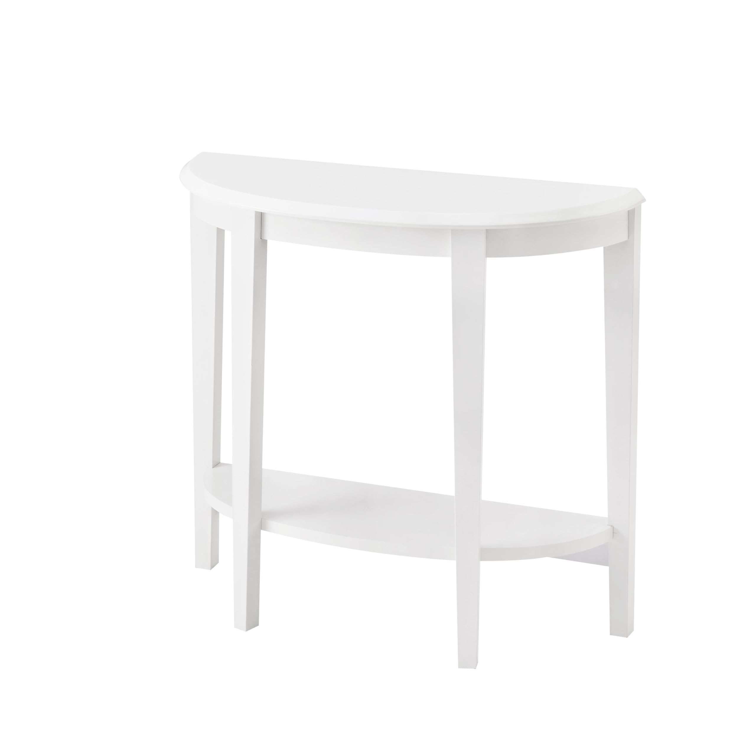 Payne Modern Half Moon Accent Console Table with Storage Shelf, Decorative Entryway Furniture for Living Room, Hallway, Entrance, Small Spaces, White