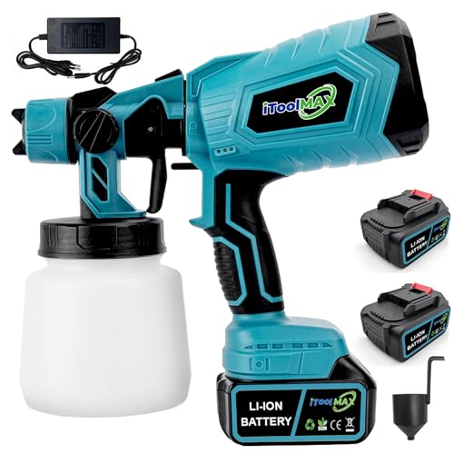 Cordless Paint Sprayers, 650W Battery Powered Paint Gun with 3 Spray Patterns, 1000ml Container, Electric Paint Sprayer for Furniture, Fence, House Painting and Car Washing