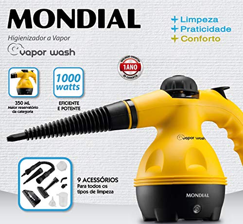Higienizador Vapor Wash, Mondial, Amarelo/Preto, 1000W, 220V - HG-01