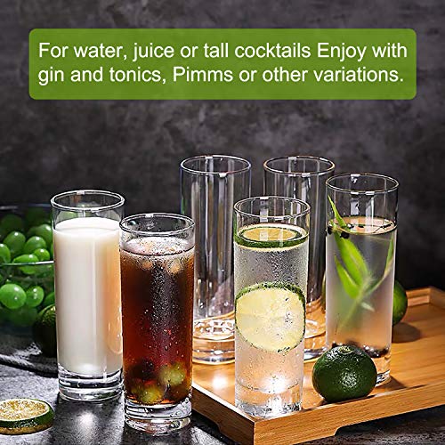 Glass Cups 10 oz, Clear Highball Glass Cocktail Glass Drinking Glasses [Set of 8] + 8 Stainless Steel Straws For Kitchen,Heavy Base Water Cup For Juice, Cocktails, Beverages, Drinking Cups Beer Cups - Thumbnail 7