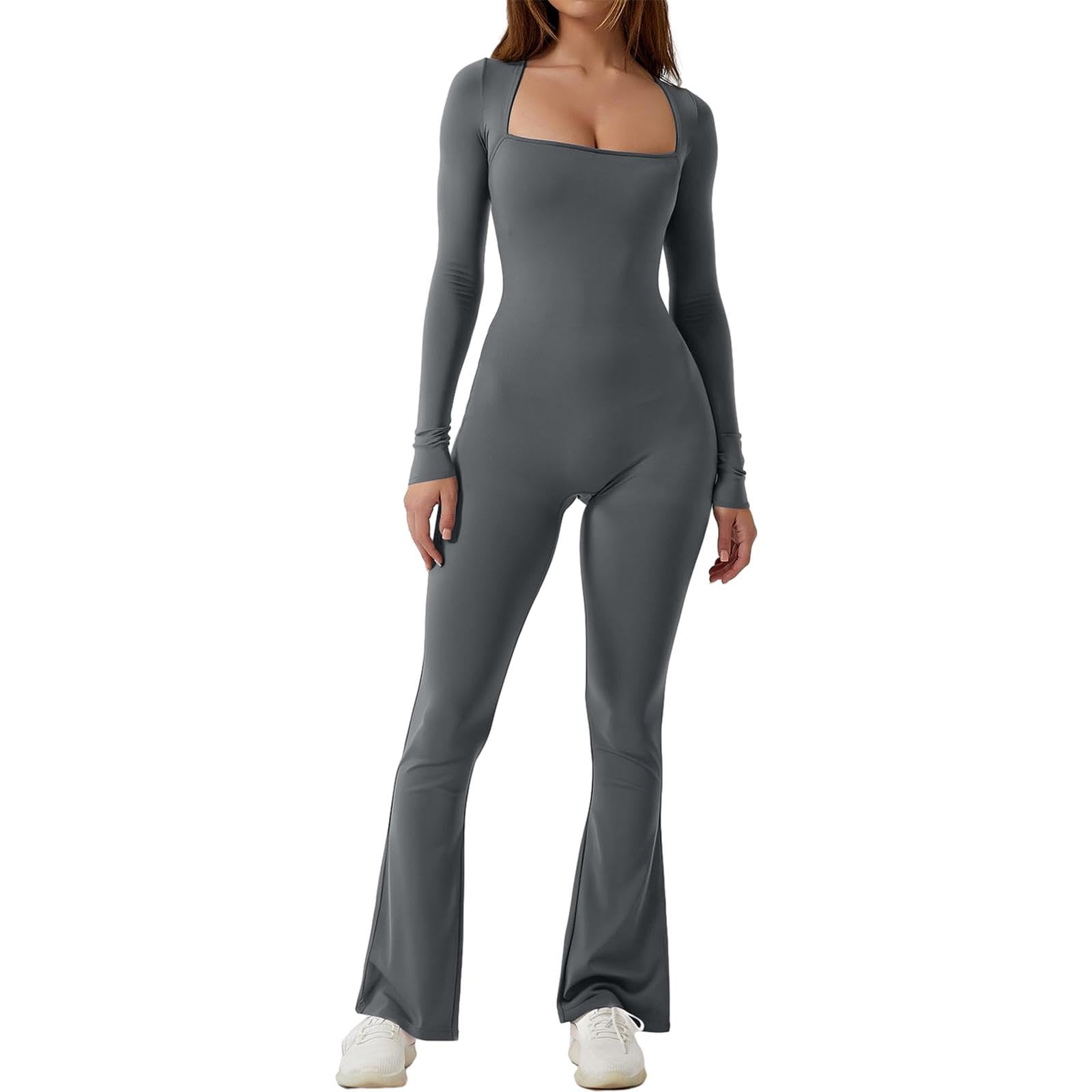 Womens Long Sleeve Jumpsuits Sport Jumpsuit For Exercise Vacation S Dark Gray | Womens Clothing | Jumpsuits & Rompers-image-35