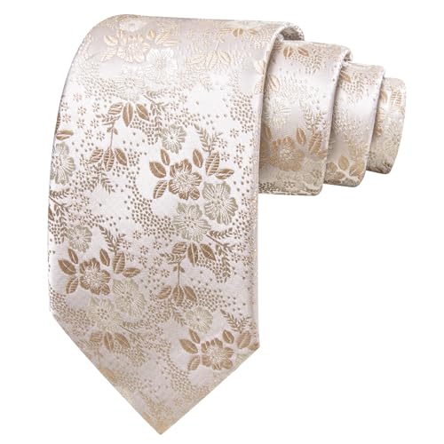 Image of Barry.Wang Men Tie Set Floral Paisley Silk Necktie Pocket Square Cufflinks Formal Wedding Party Business