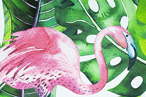 Haokhome 93013 Watercolor Flamingo Tropical Peel And Stick Wallpaper Removable Green/Pink Vinyl Self Adhesive Shelf Liner 17.7In X 9.8Ft #TOP4