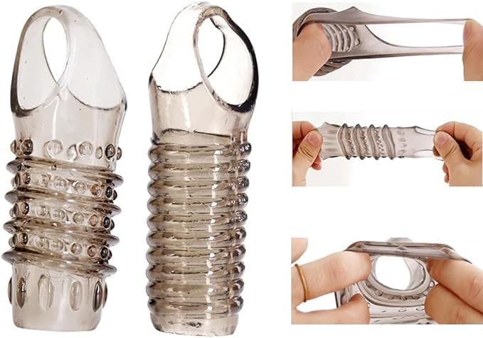 Aumento del pene da uomo – aiuto per l'erezione – manicotto massaggiante in silicone, più piacere, più a lungo – stimolazione del piacere femminile grazie al diametro ampliato